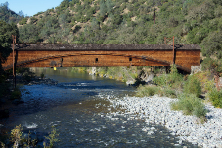 Side view of the bridgeport Covered Bridge at South Yuba