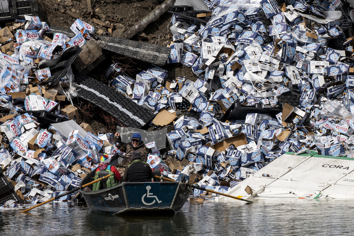 Montana train derailment beer in Clark Fork River