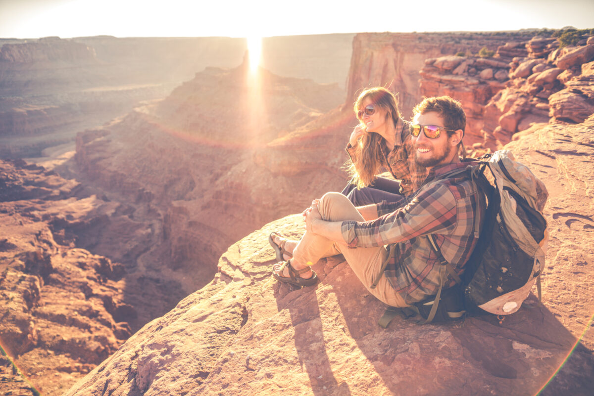 Young Couple hiking in the Southwest United States