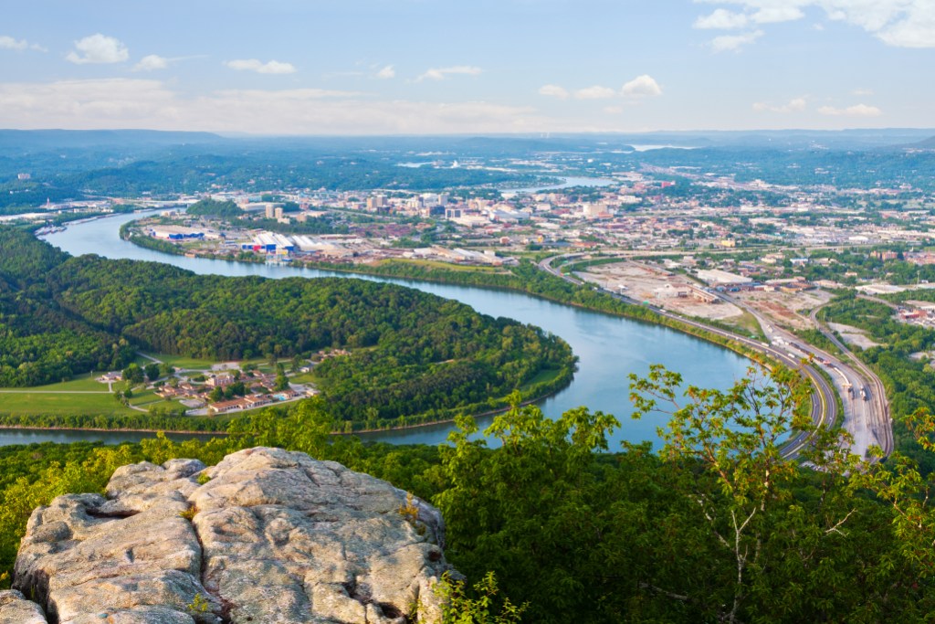 View of Chattanooga, Tennessee from Lookout Mountain