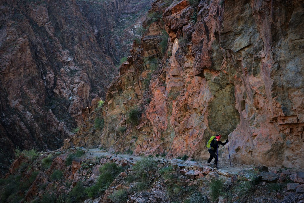 GRAND CANYON, AZ - NOVEMBER 12: Jacki Lyden powers her way up the Bright Angel trail on November, 12, 2013 in Grand Canyon, AZ.