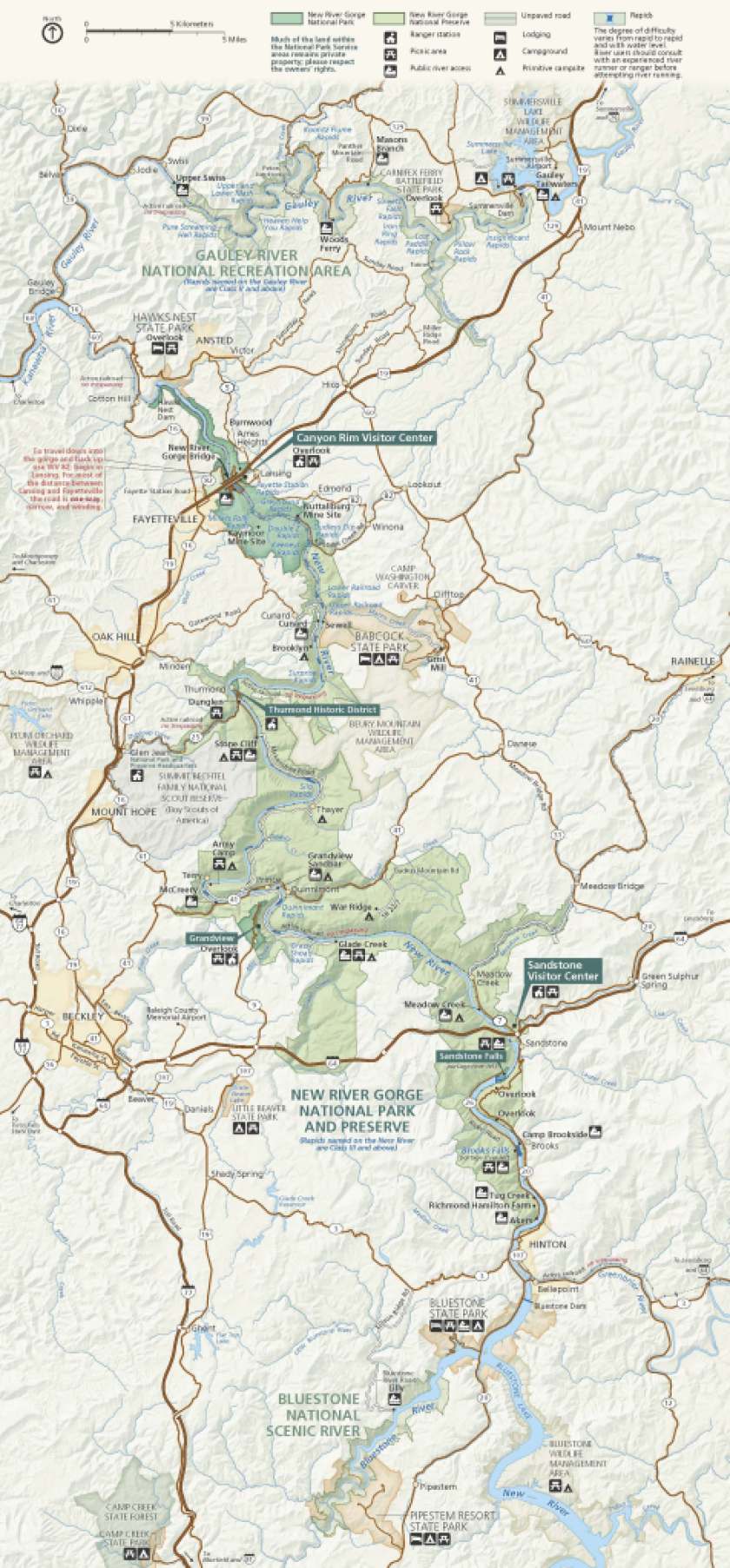 A map of New River Gorge National Park