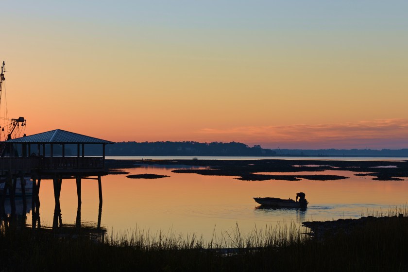 Lone fisherman at sunrise-Hilton Head,SC