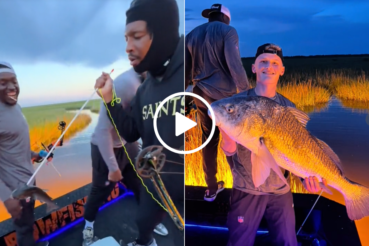 Jameis Winston and Blake Grupę bowfishing with teammates.