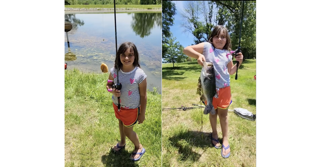 ohio girl catches bass with chicken nugget