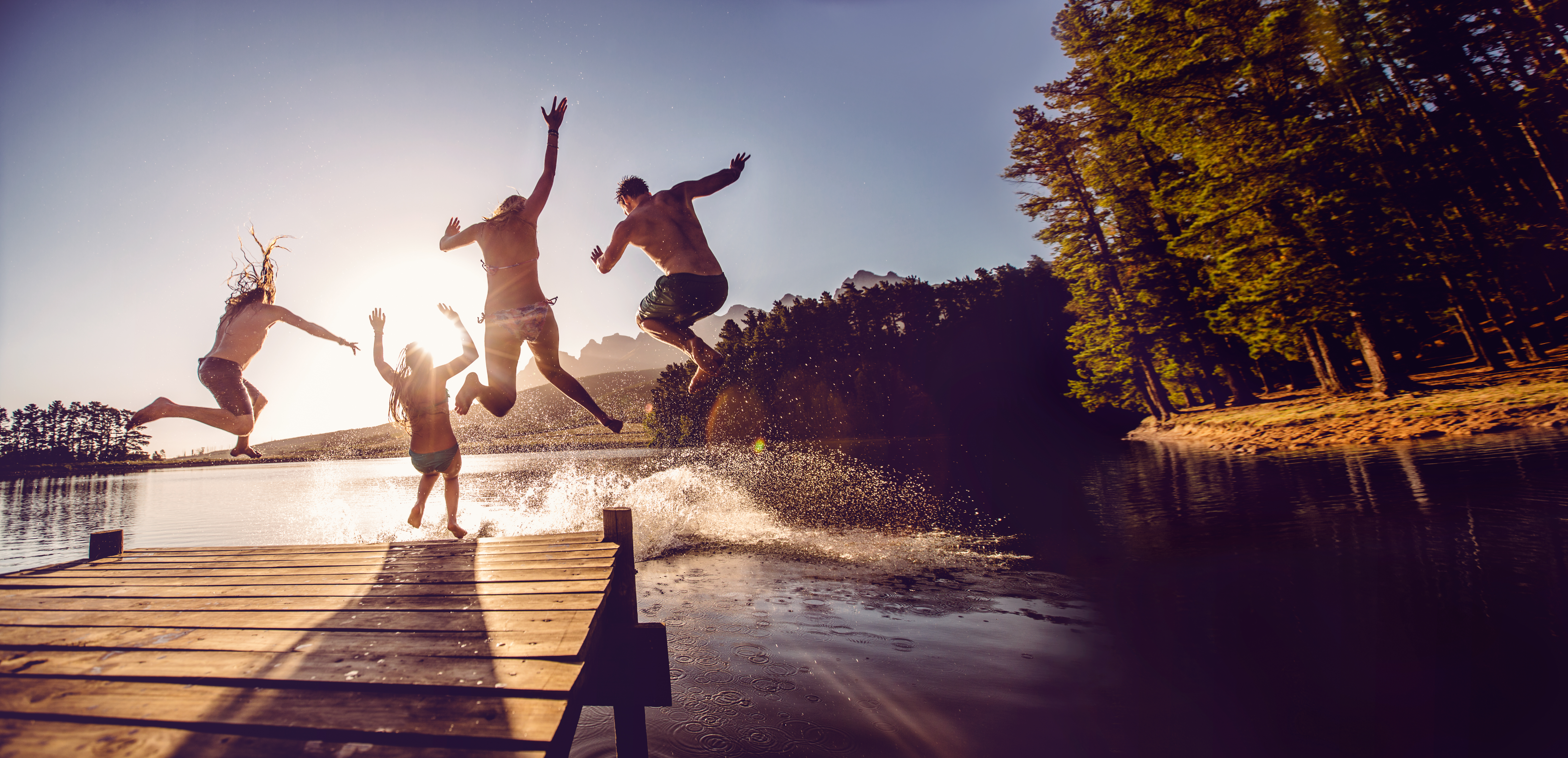 Jumping into the water from a jetty