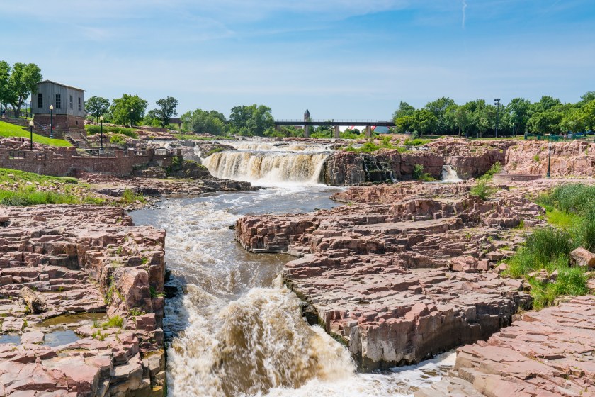 Falls Park along the Big Sioux River in Sioux Falls South Dakota