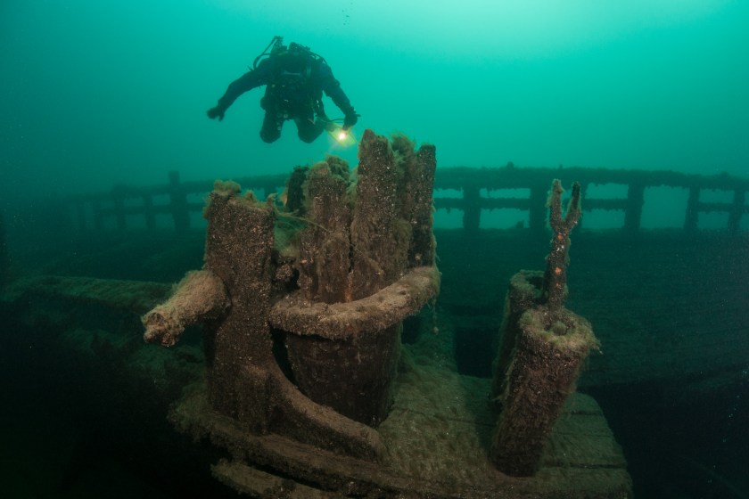 Shipwreck in Lake Michigan, Great Lakes Region 