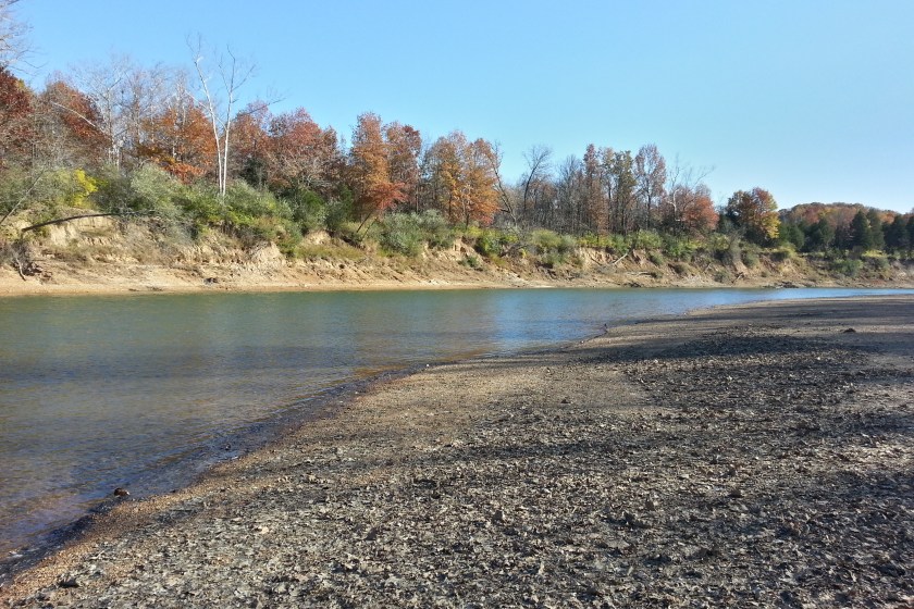 The Meramec River flows through Castlewood State Park in St. Louis, Missouri.