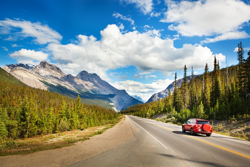 driving through the rocky mountains