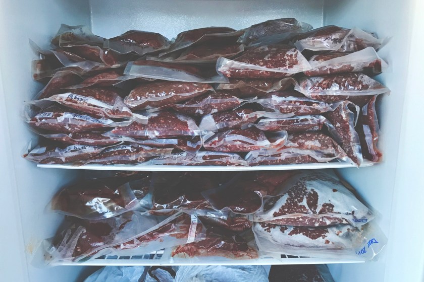 venison deer meat in the freezer