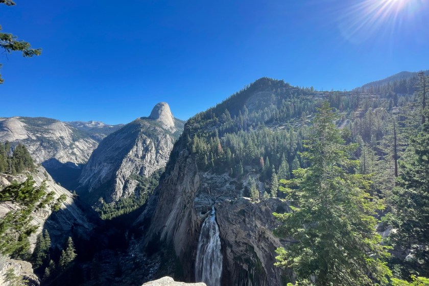 A landscape mountain view of Illiloute Falls via Panorama Trail hike
