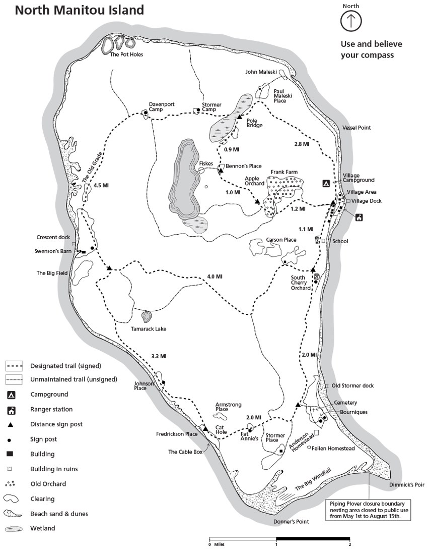 A map of North Manitou Island