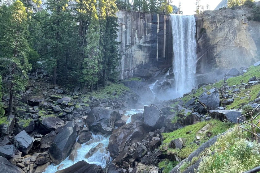 A waterfall view during the Vernal Falls and Clark Point hike