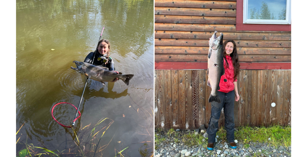 Katya Karankevich with her silver salmon pole fishing