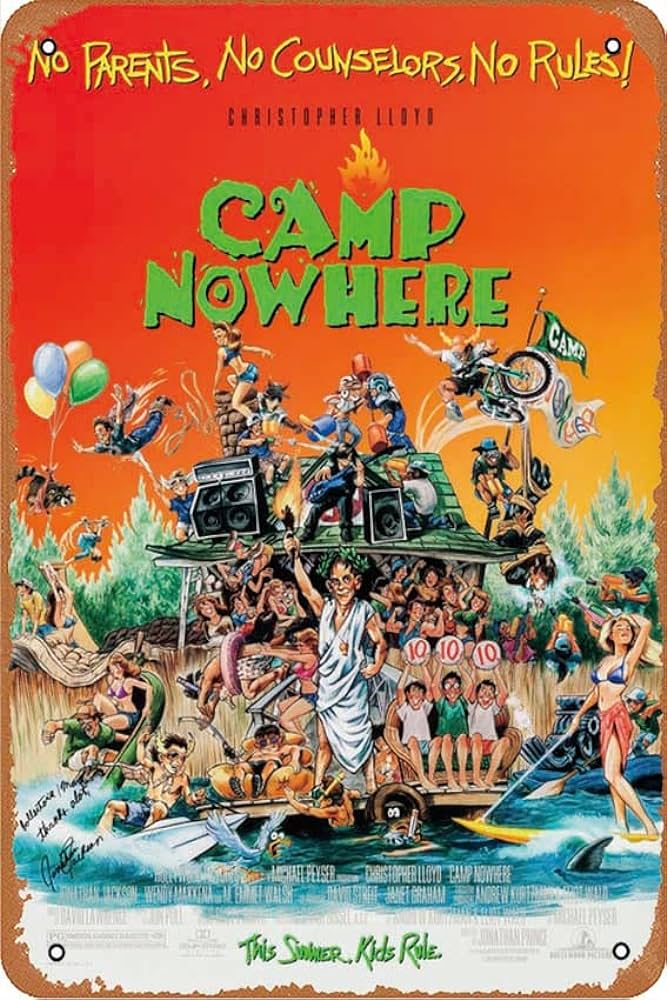 The movie poster for the film "Camp Nowhere"