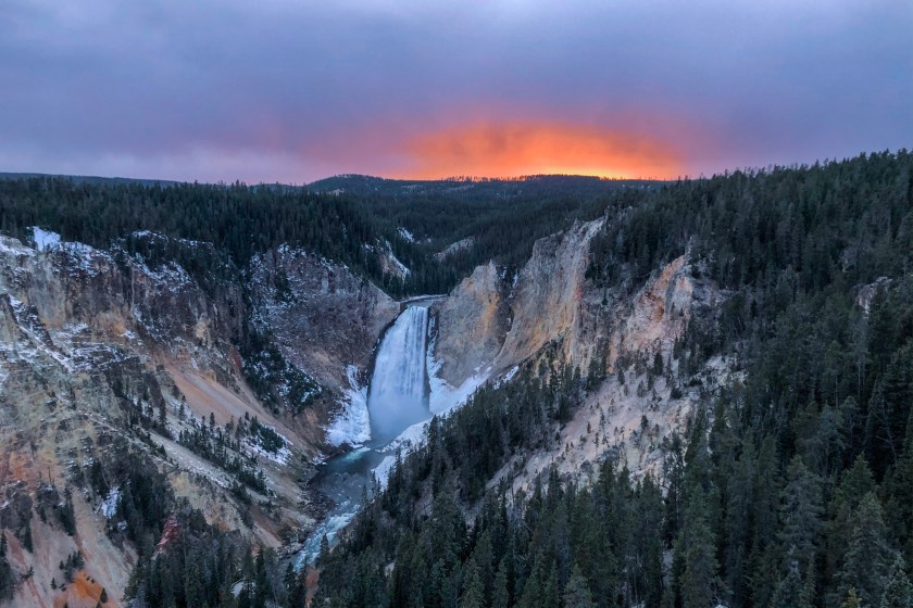 Sunset at Yellowstone in Winter