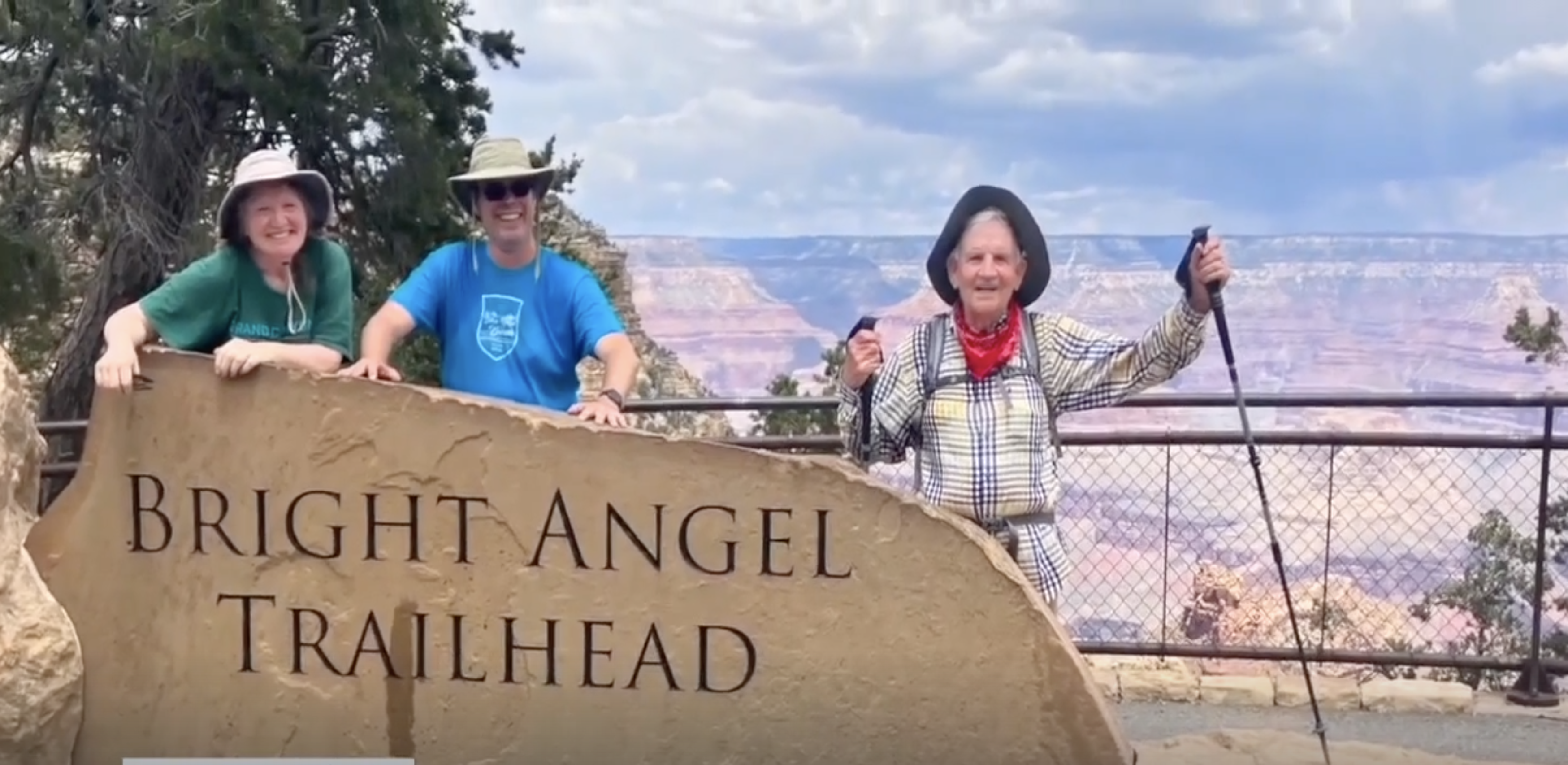 Aliaga, his daughter, and son-in-law by the Bright Angel Trailhead