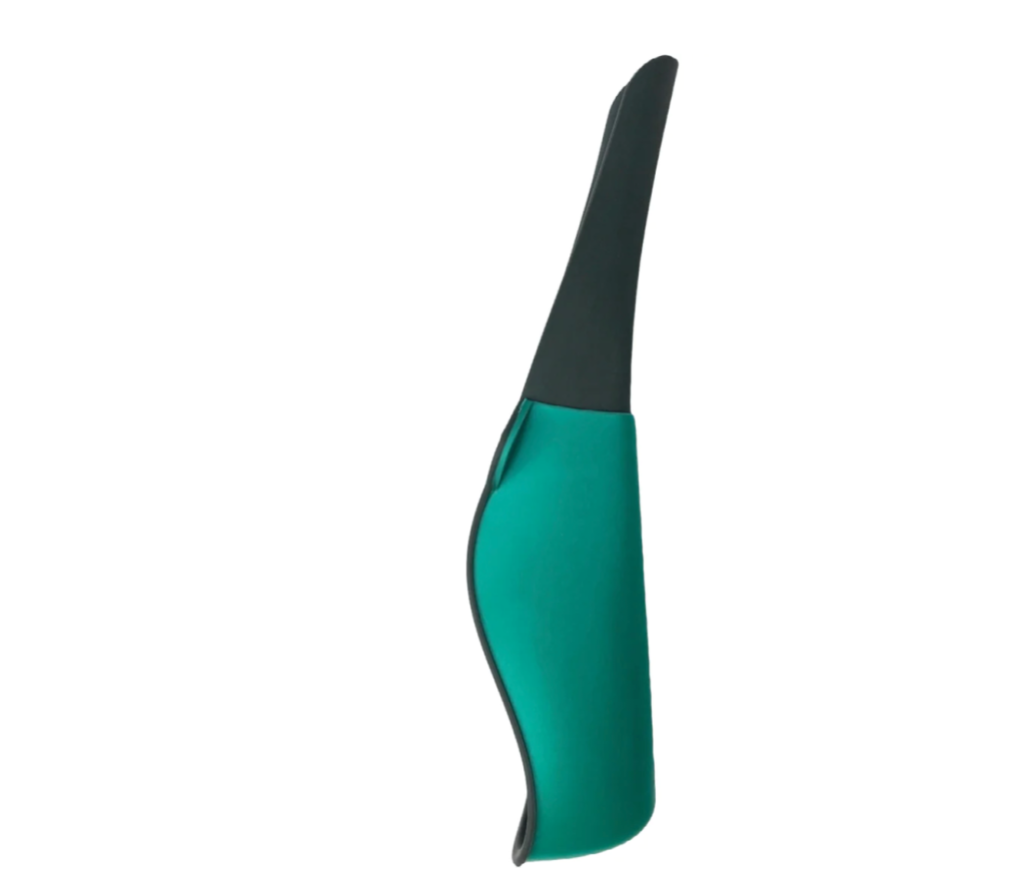 A teal and black pee funnel