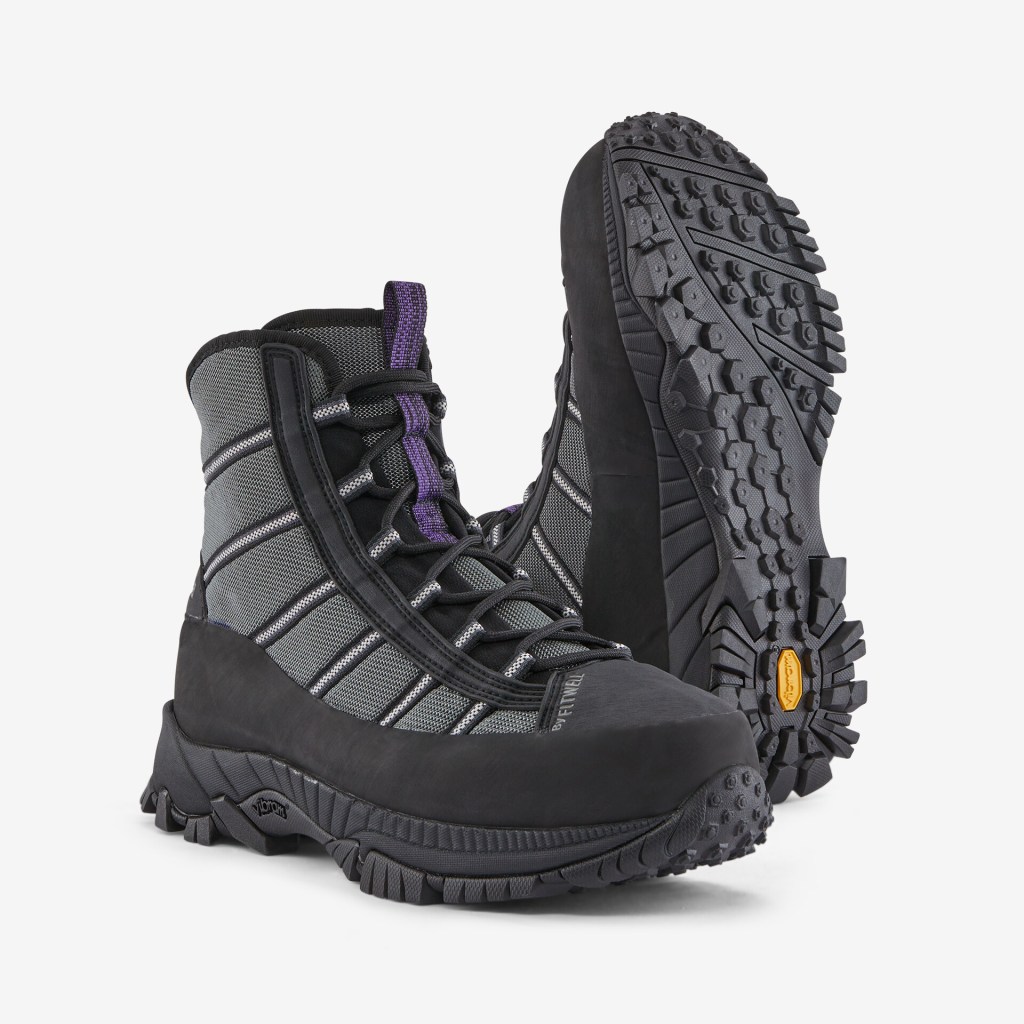A pair of black Patagonia wading boots