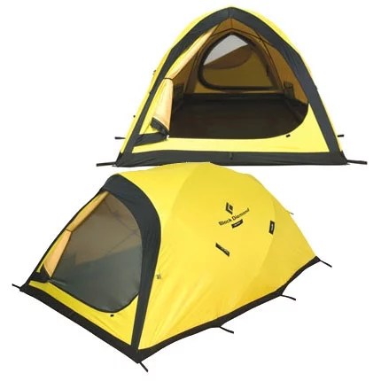 yellow and black Black Diamond camping tent