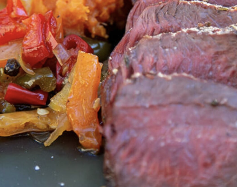 Pan-Seared Venison with Coal-Roasted Sweet Potatoes