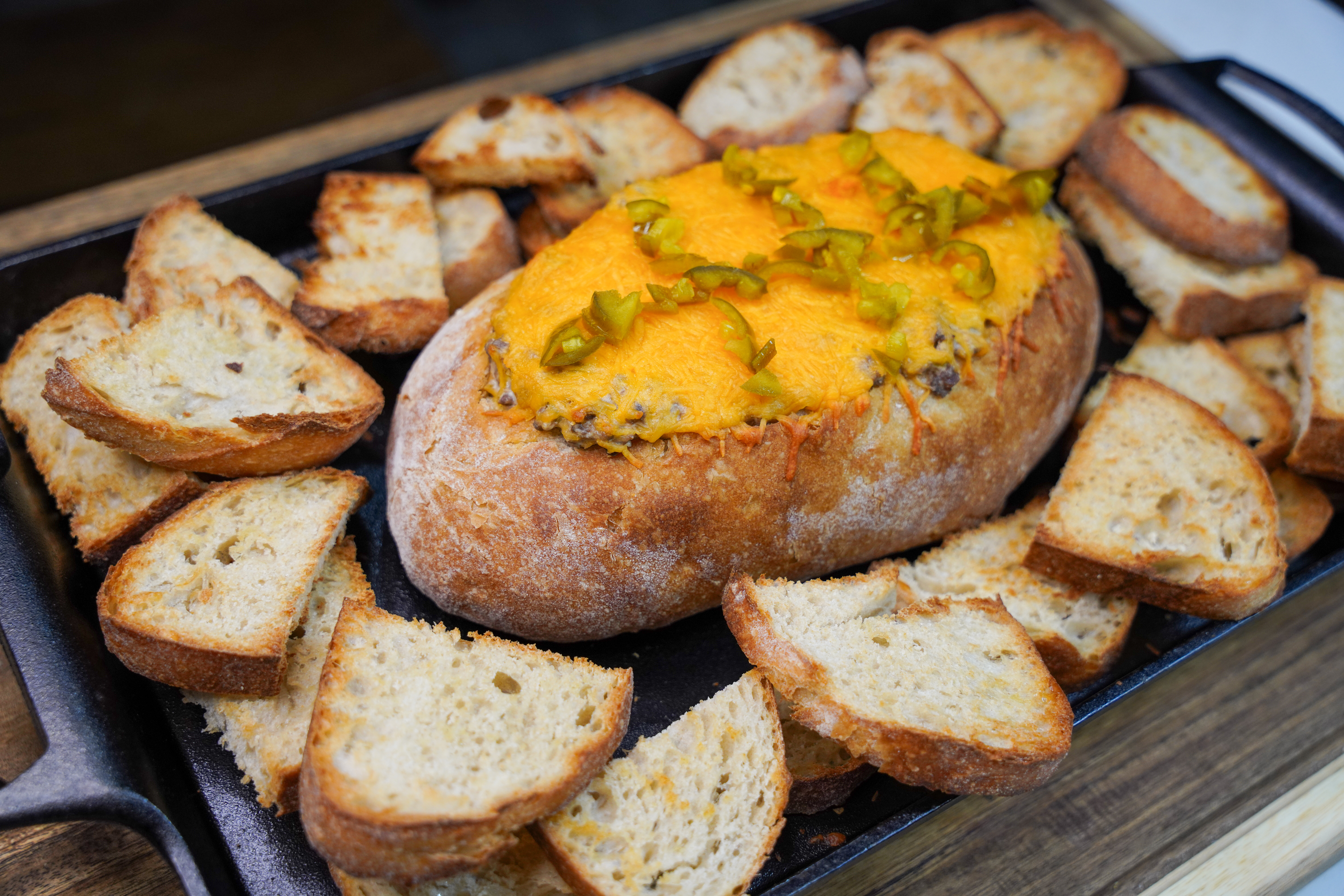 Sourdough Bread Bowl Venison Jalapeño Dip 