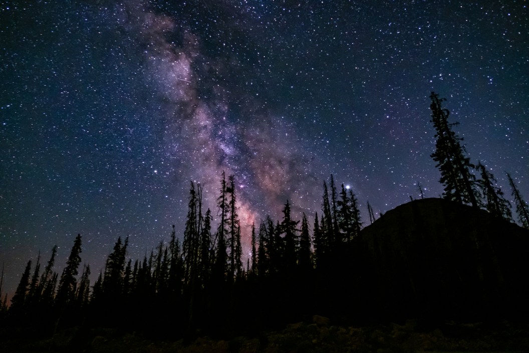 Brilliant Night Sky's over Utah's Uinta mountains.