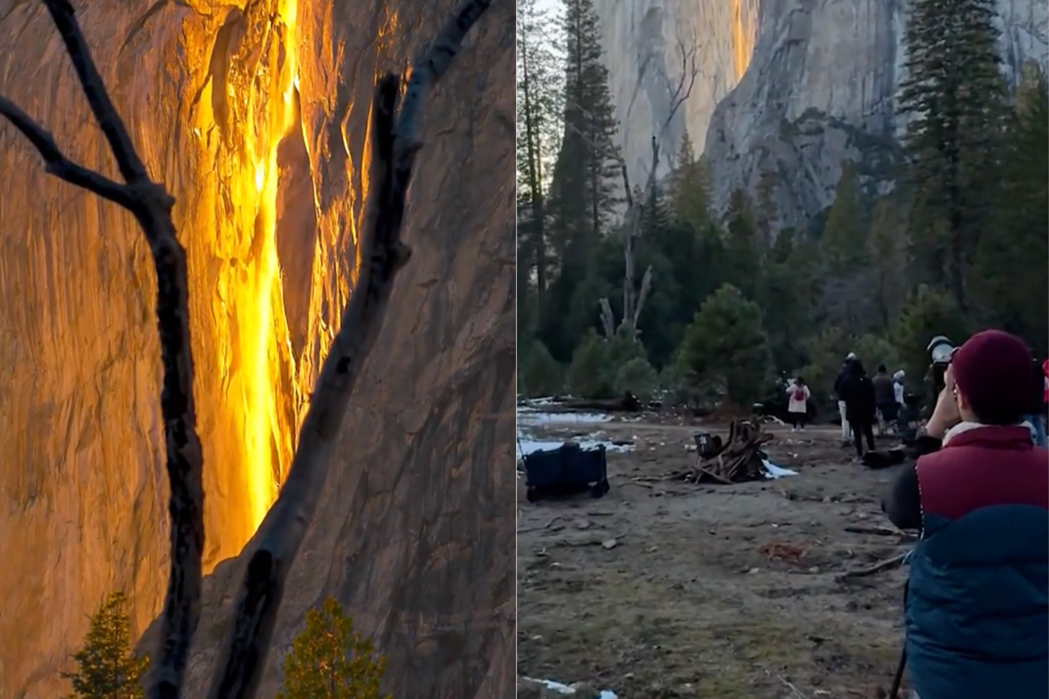 Glowing water flows down El Capitan