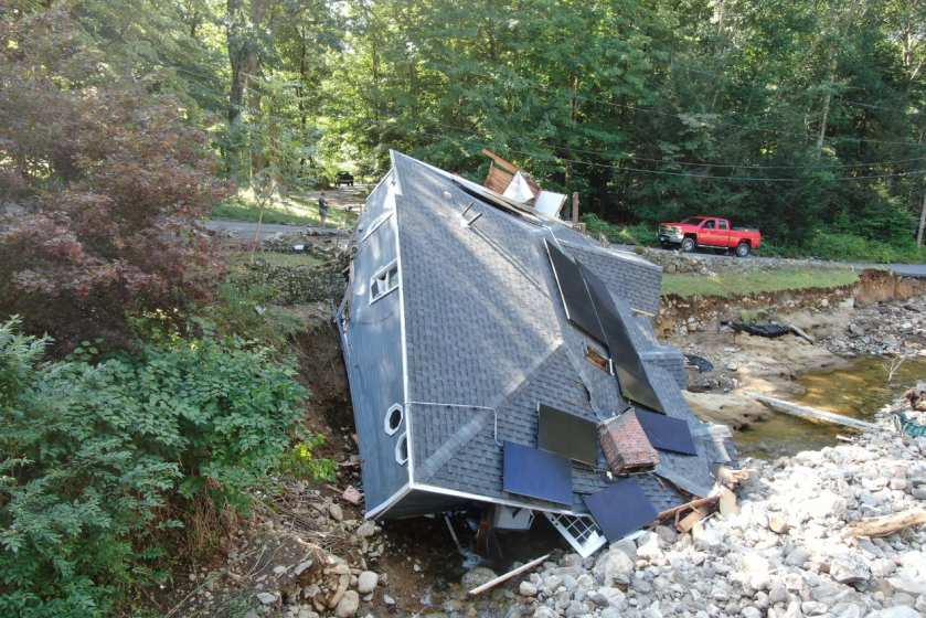 collapsed home