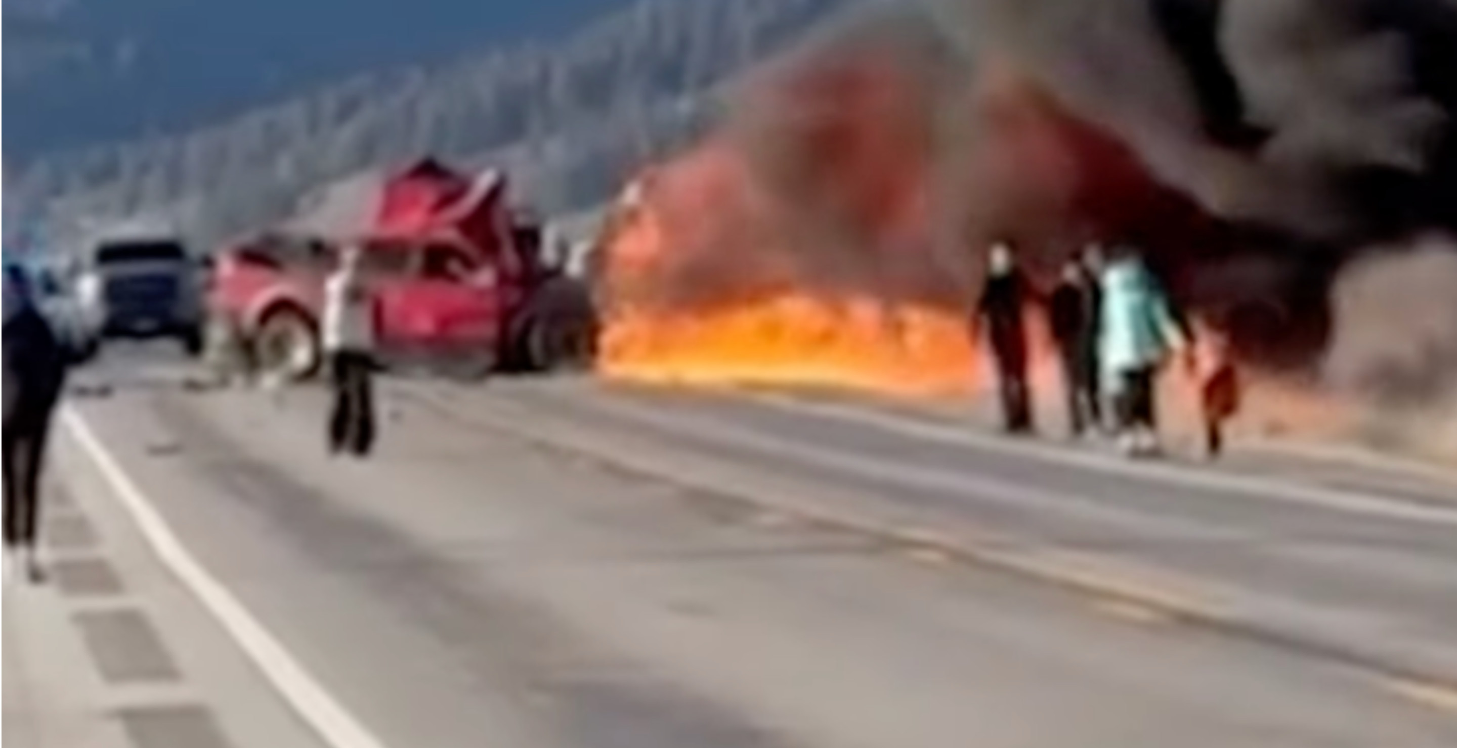 Multiple Tourists Dead After Tour Van Collides With Pickup Truck Near Yellowstone National Park And Erupts In Flames