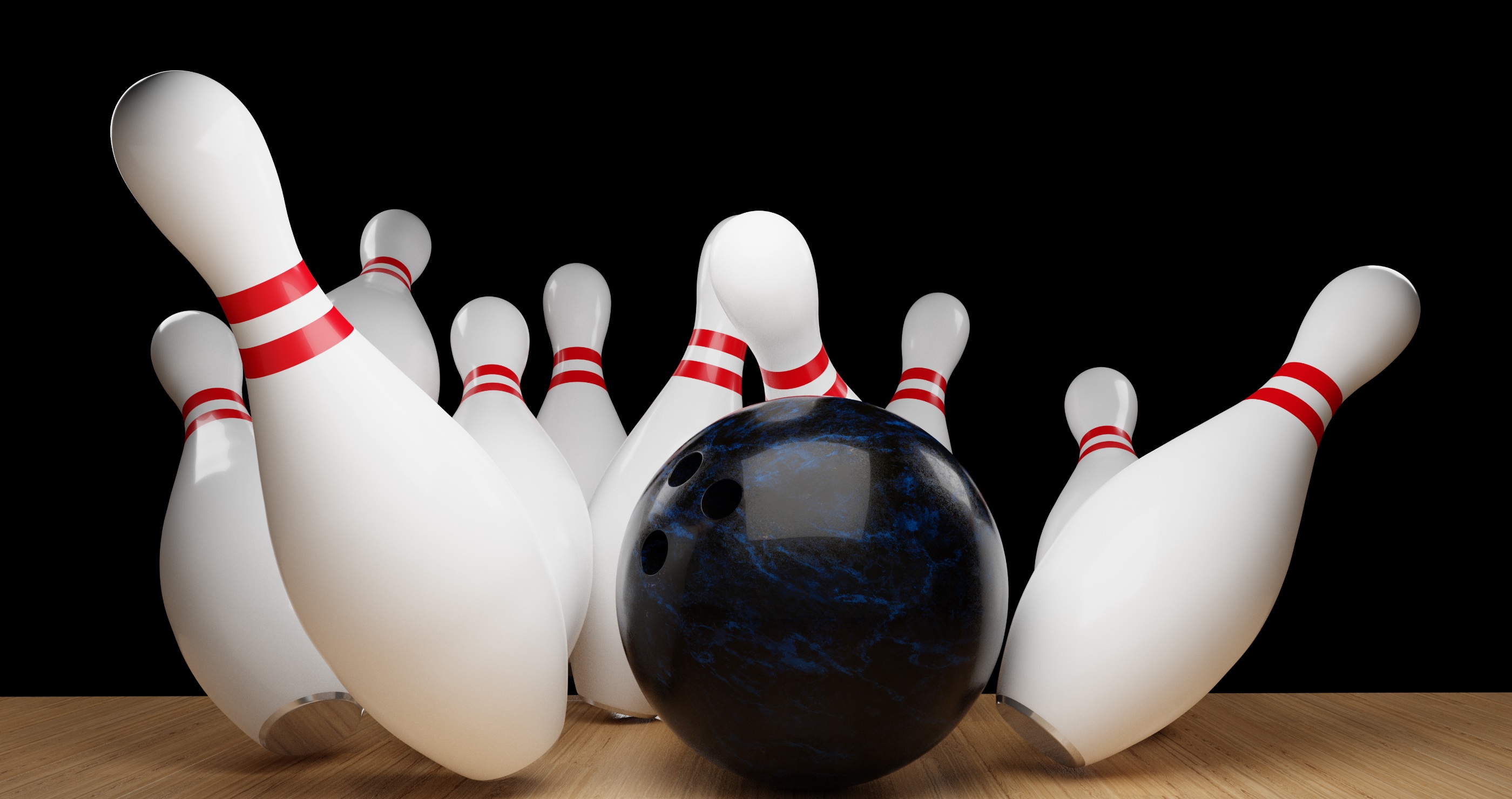 bowling ball and pins